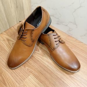 Vostey mens Sz 10 Eu 43 Leather Dress Shoes Oxfords Brown Lace‎ Up